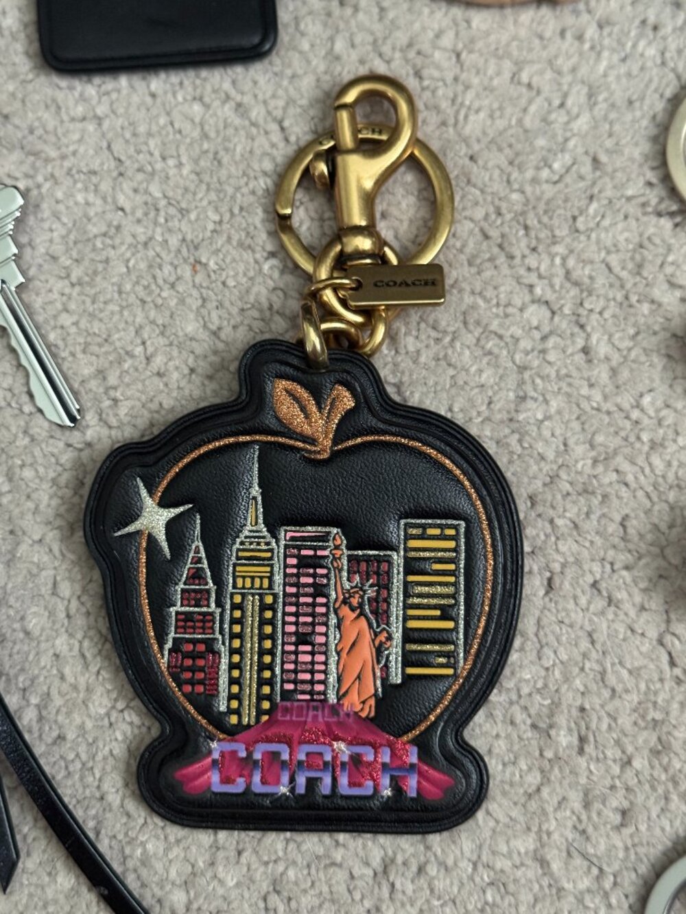 Coach leather NYC Apple charm, NWOT